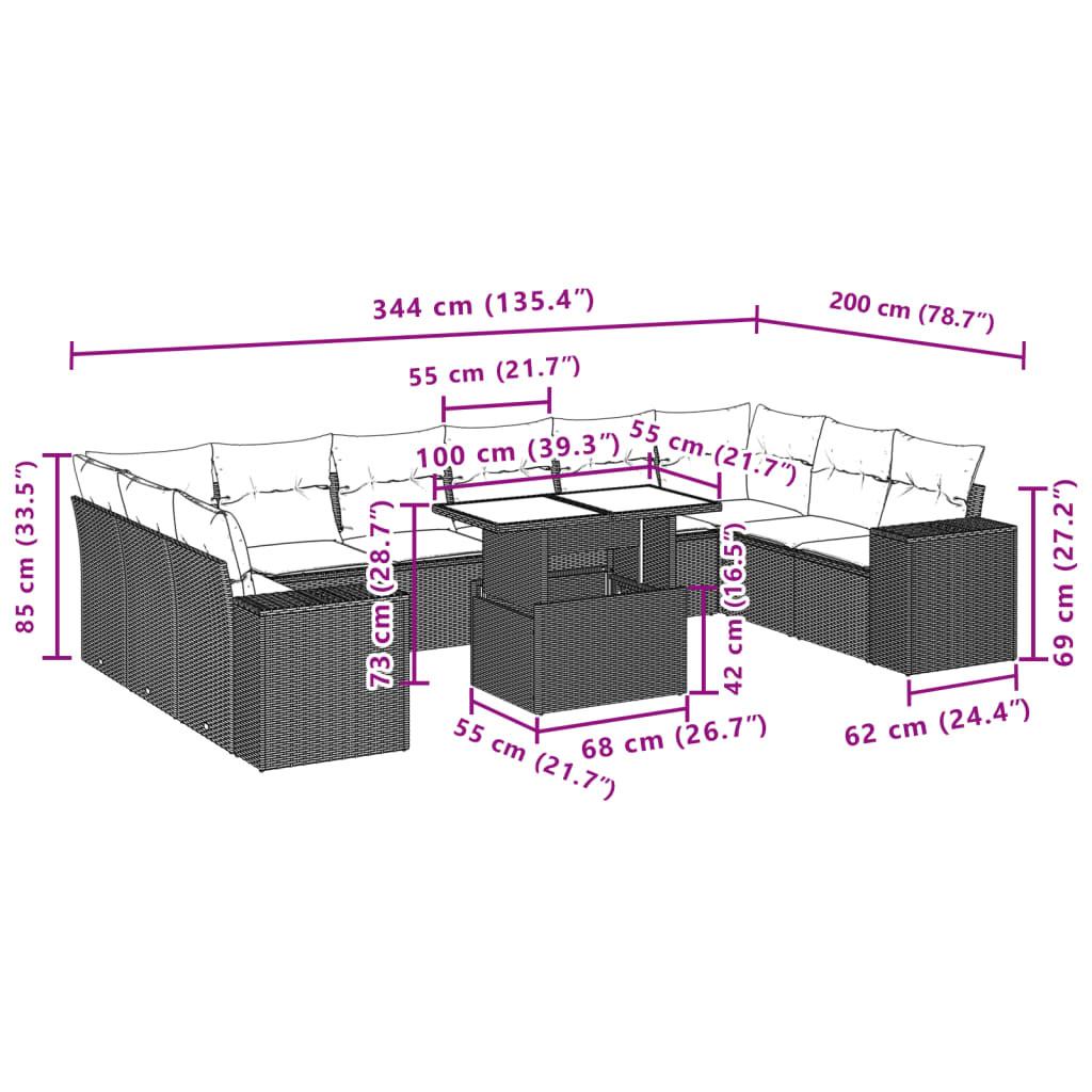 VidaXL Ensemble de canapés de jardin rotin synthétique  