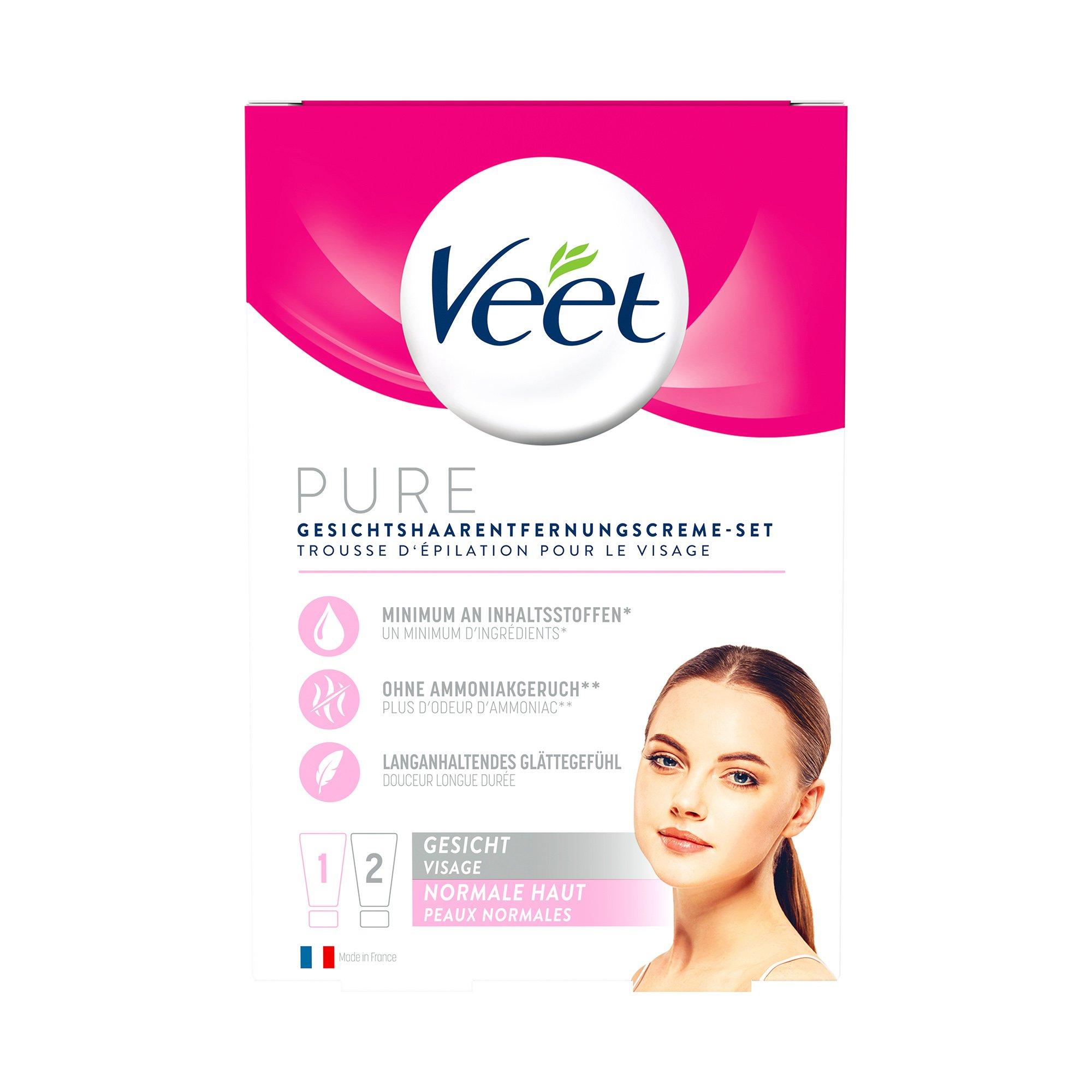 Image of Veet Pure - Normale Haut - Gesicht Gesichtshaarentfernungscrème - 2X50ML
