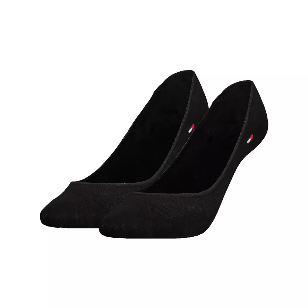 Füßlinge TOMMY HILFIGER "TH WOMEN FOOTIE 2P", Damen, Gr. 35-38, schwarz, Baumwollmischung, normal, Socken, mit Logostickerei 2