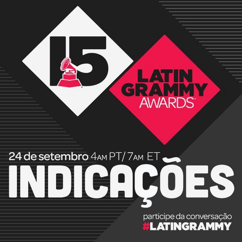 A Academia Latina da Gravação® anunciará os indicados para a 15ª Entrega Anual do Latin GRAMMY na quarta-feira, 24 de setembro, pelo LatinGRAMMY.com e Twitter 