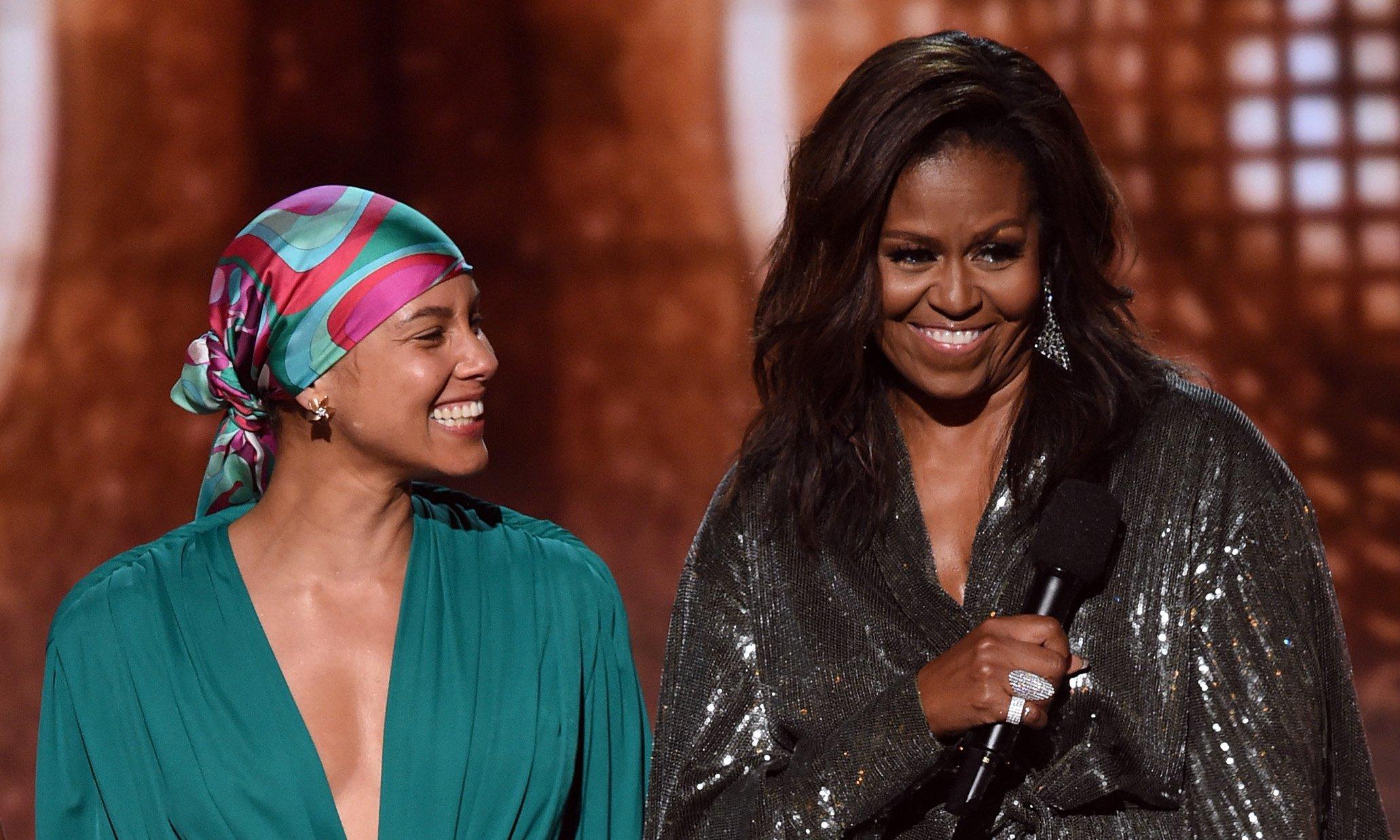 Alicia Keys and Michelle Obama at the 2019 GRAMMYs