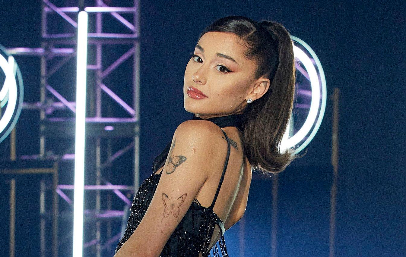 Ariana Grande on The Voice set in 2021