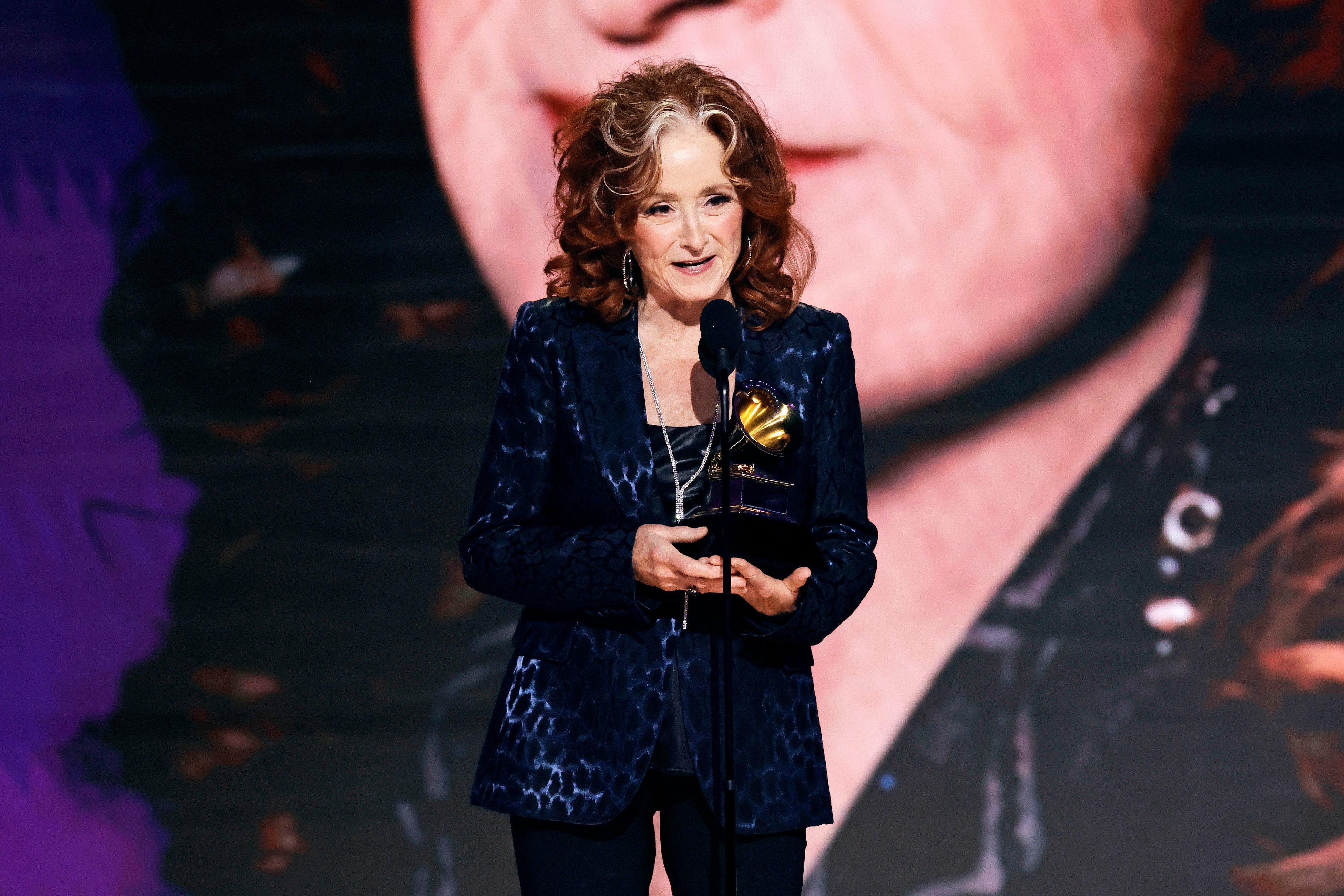 Photo of Bonnie Raitt winning the GRAMMY for Song Of The Year at the 2023 GRAMMYs.