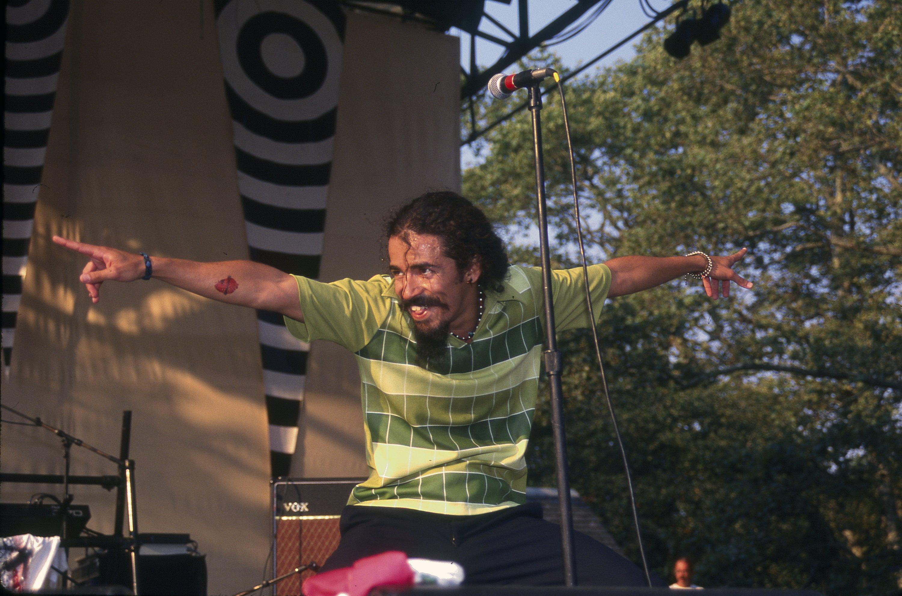 Rubén Albarrán of Café Tacvba performs  in New York City in 1997