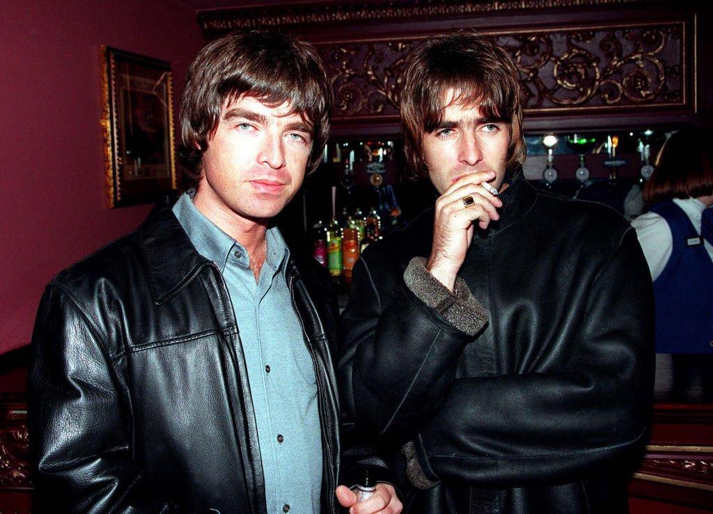 Oasis lead singer Liam Gallagher and brother Noel Gallagher in 1995