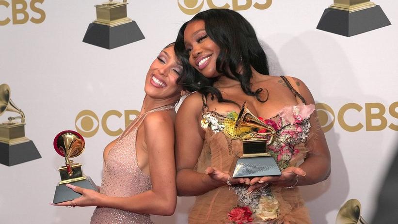 GRAMMY Rewind: Watch Doja Cat & SZA Tearfully Accept Their First GRAMMYs For "Kiss Me More"