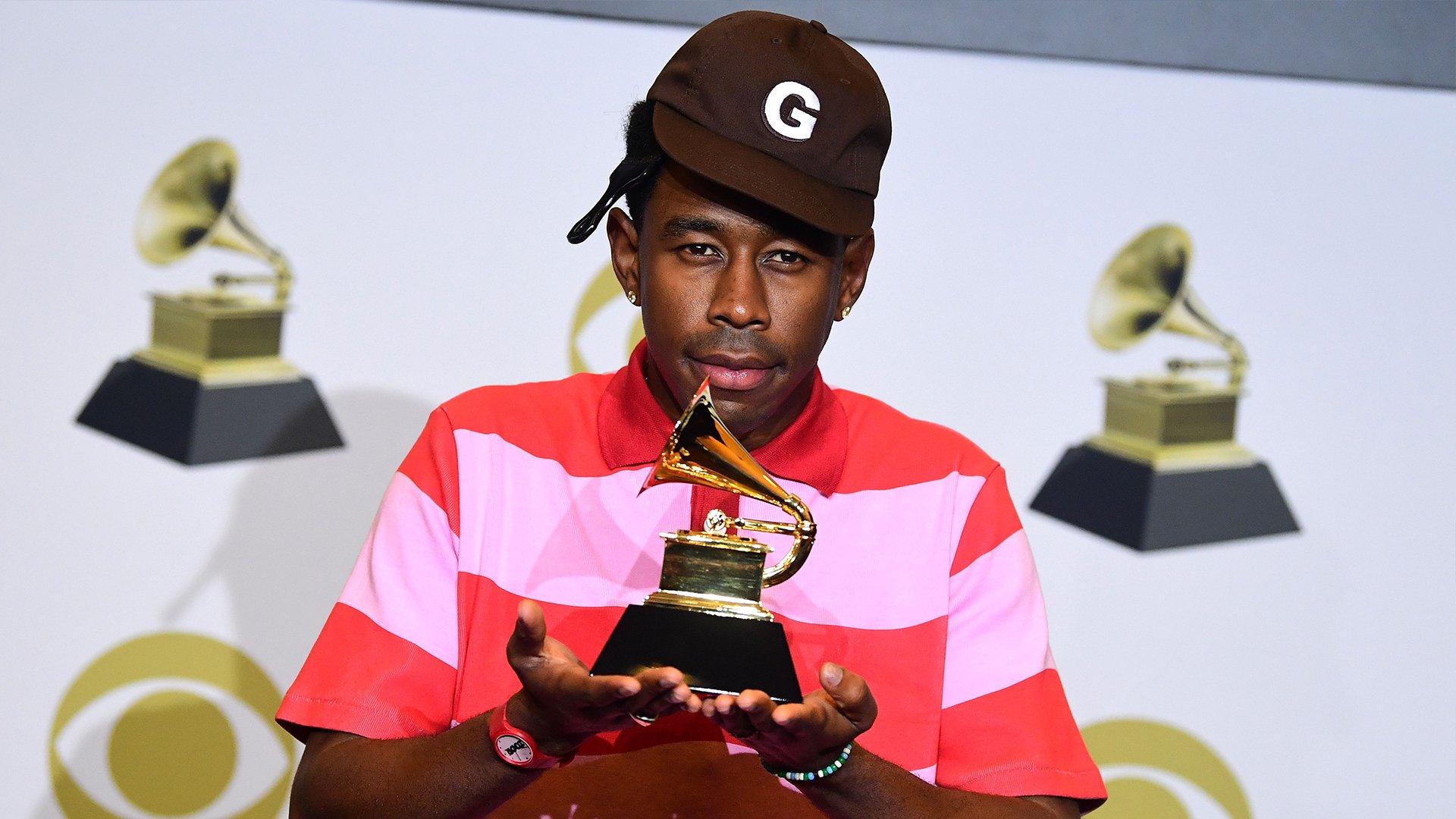 GRAMMY Rewind: Tyler, The Creator Shares Best Rap Album Win With His Nearest & Dearest At The ...