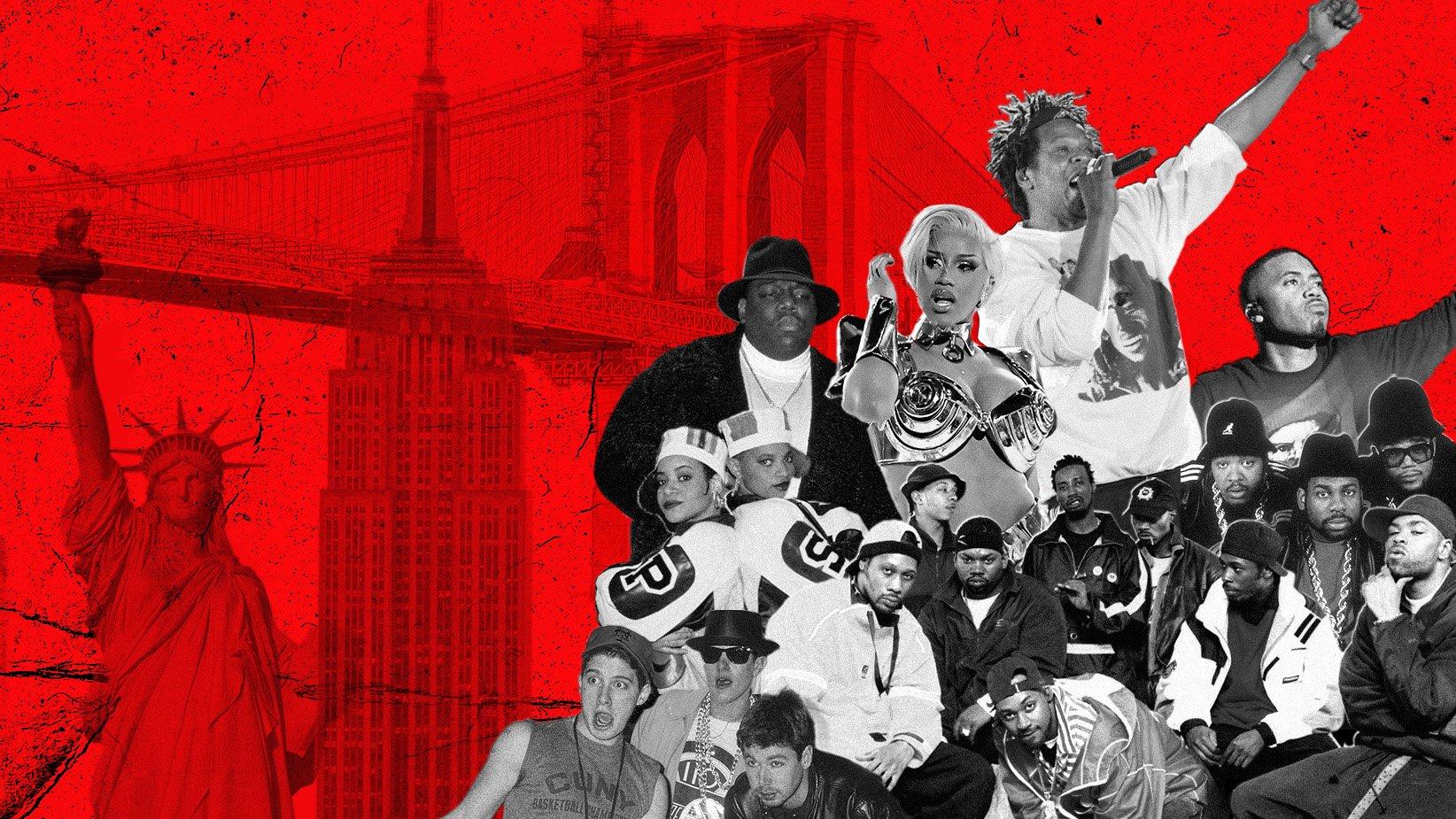 new york hip-hop artists in front of brooklyn bridge
