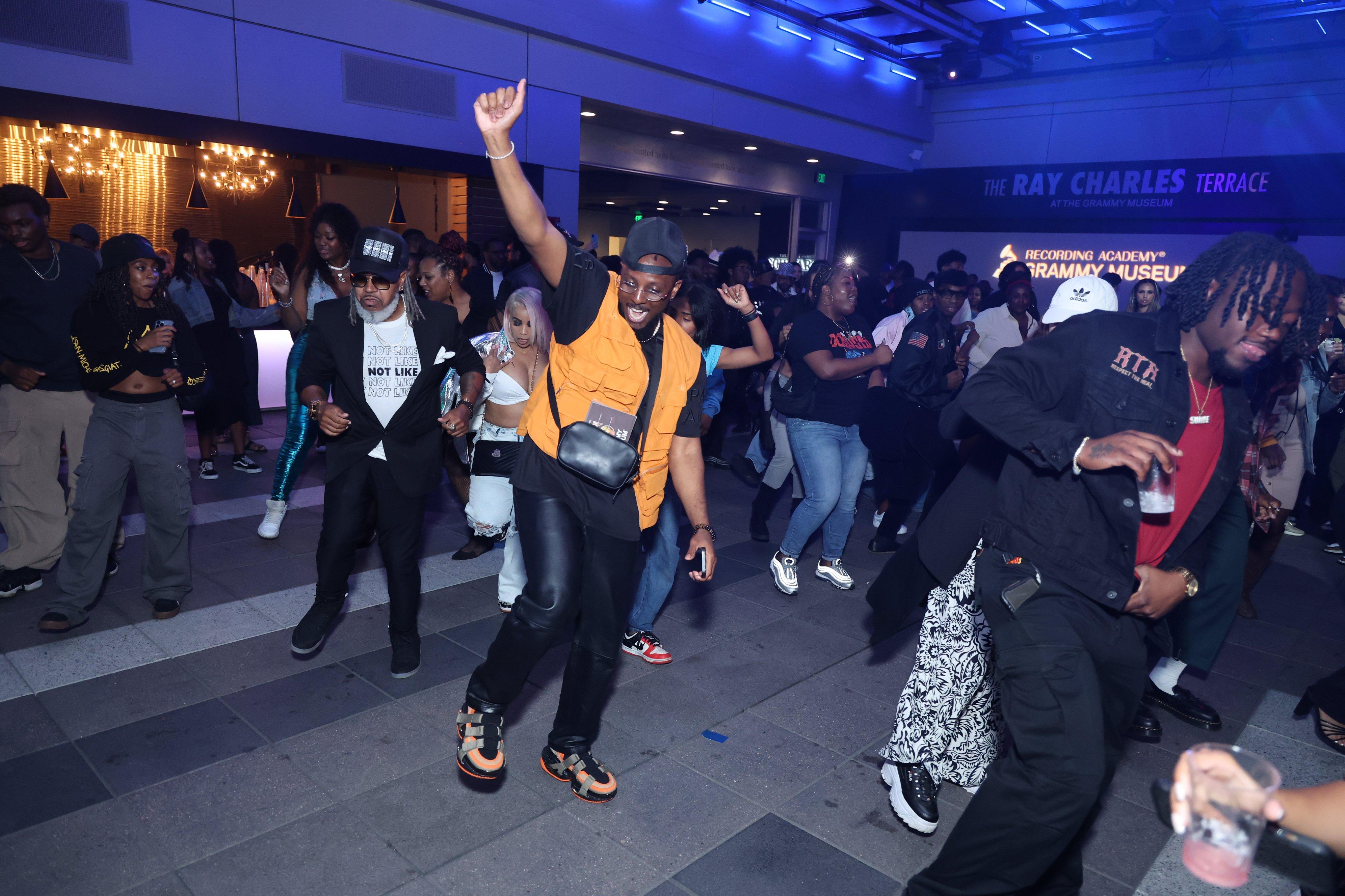 Crowd dancing at GRAMMY Museum's Hip-Hop Block Party