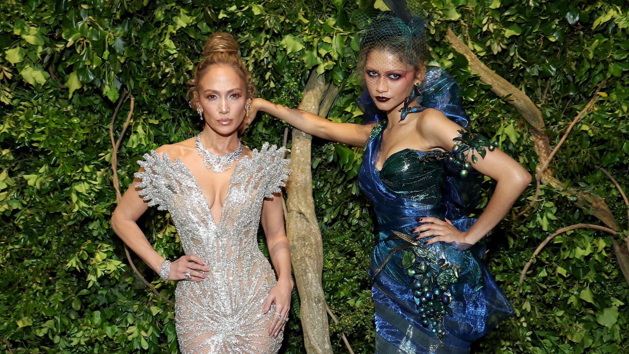 Jennifer Lopez and Zendaya pose for a photo together at the 2024 Met Gala