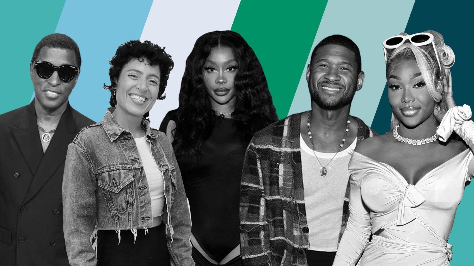 Babyface, Emily King, SZA, Usher and Summer Walker in a colllage