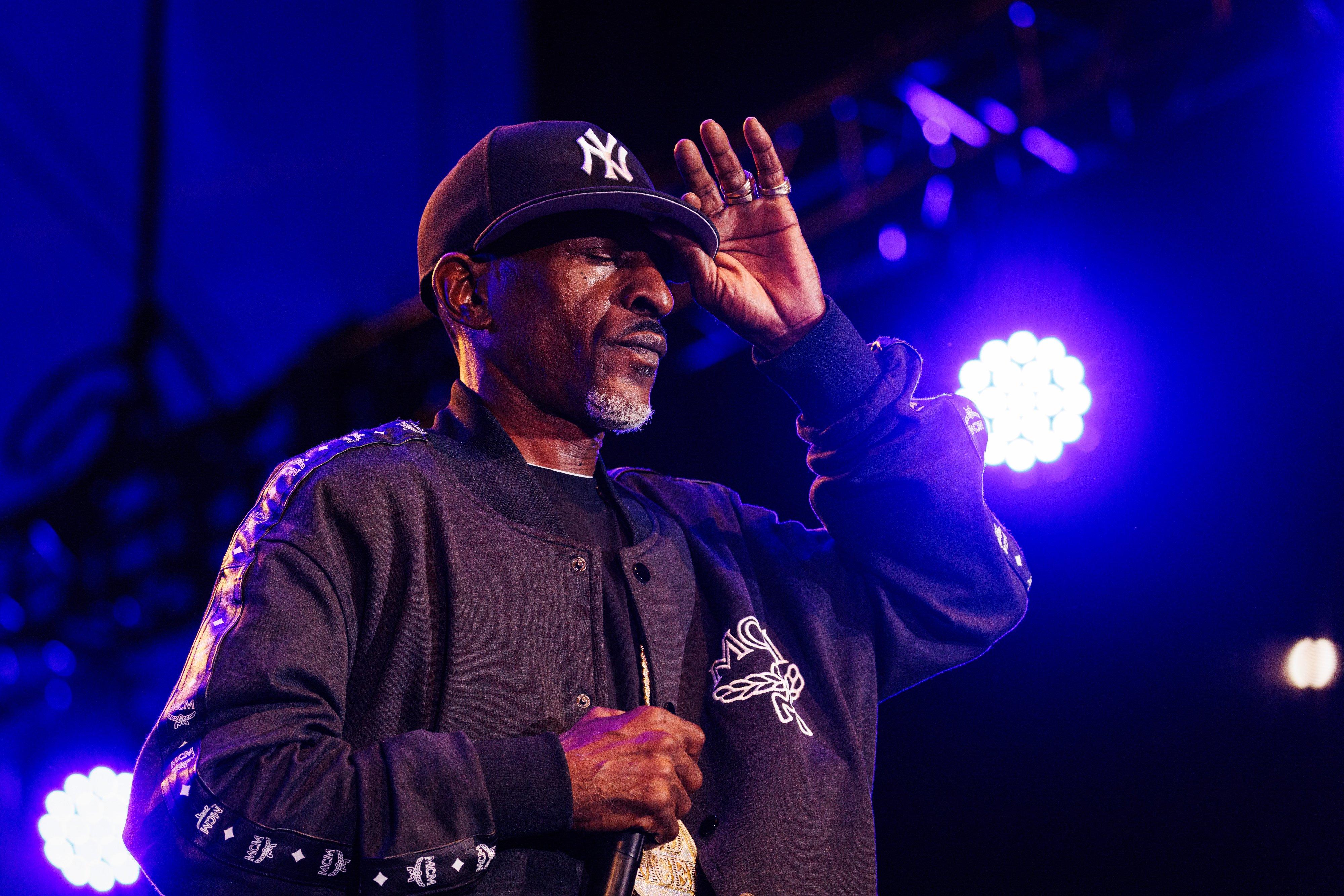 Rakim performs onstage during the "J.Period Live Mixtape: Gods & Kings Edition" at Damrosch Park, Lincoln Center, on August 09, 2023 in New York City.