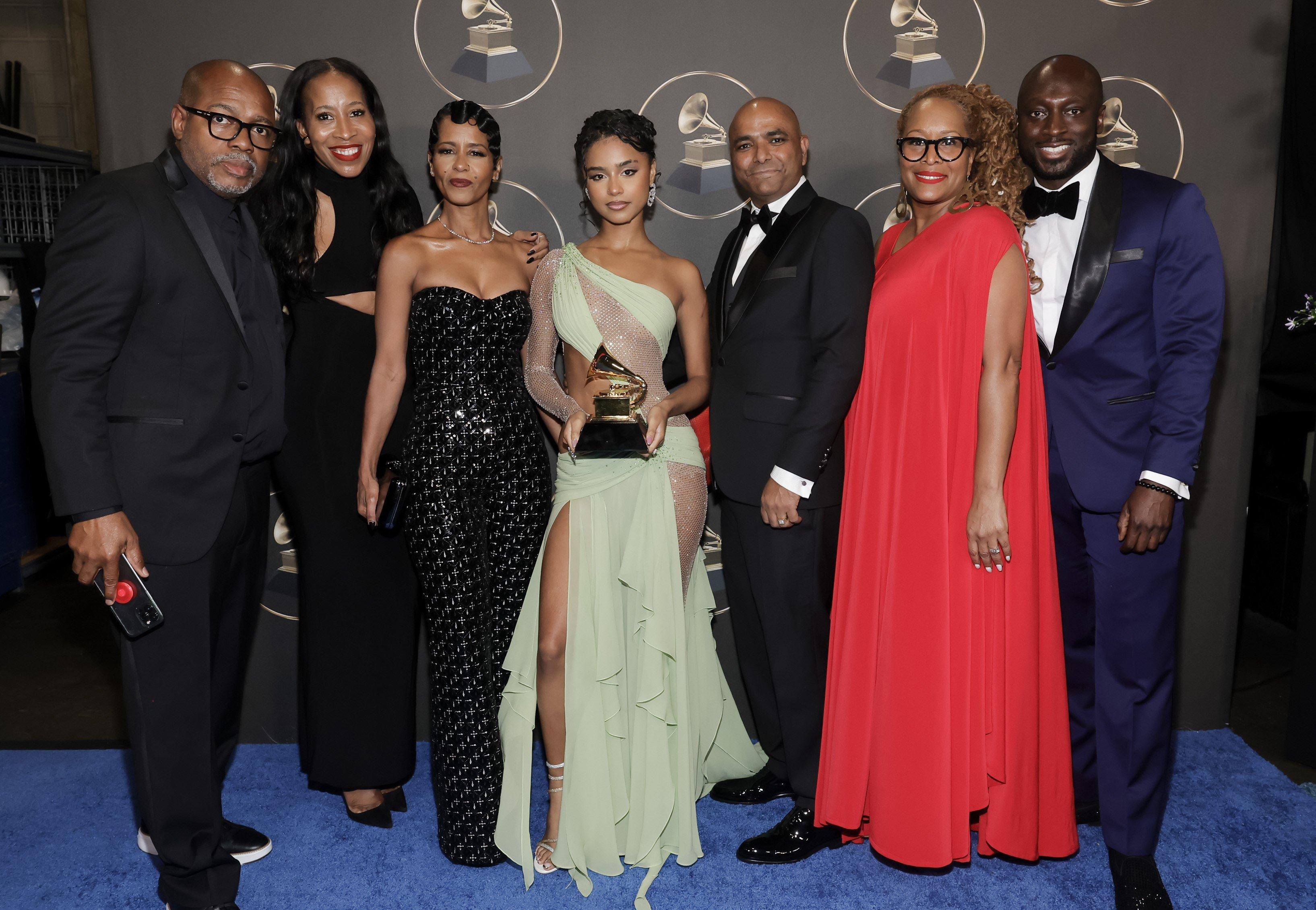 Tyla  with family At The 2024 GRAMMYs