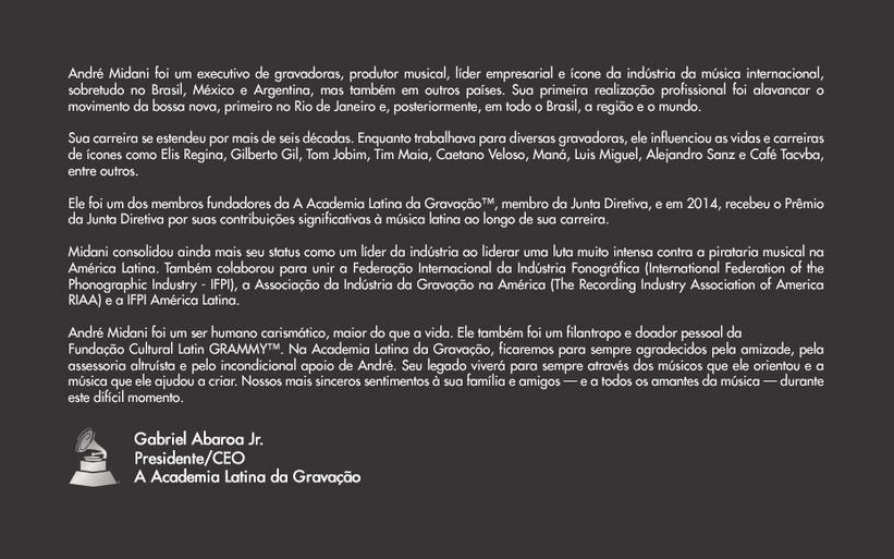Sobre: André Midani A Academia Latina da Gravação™