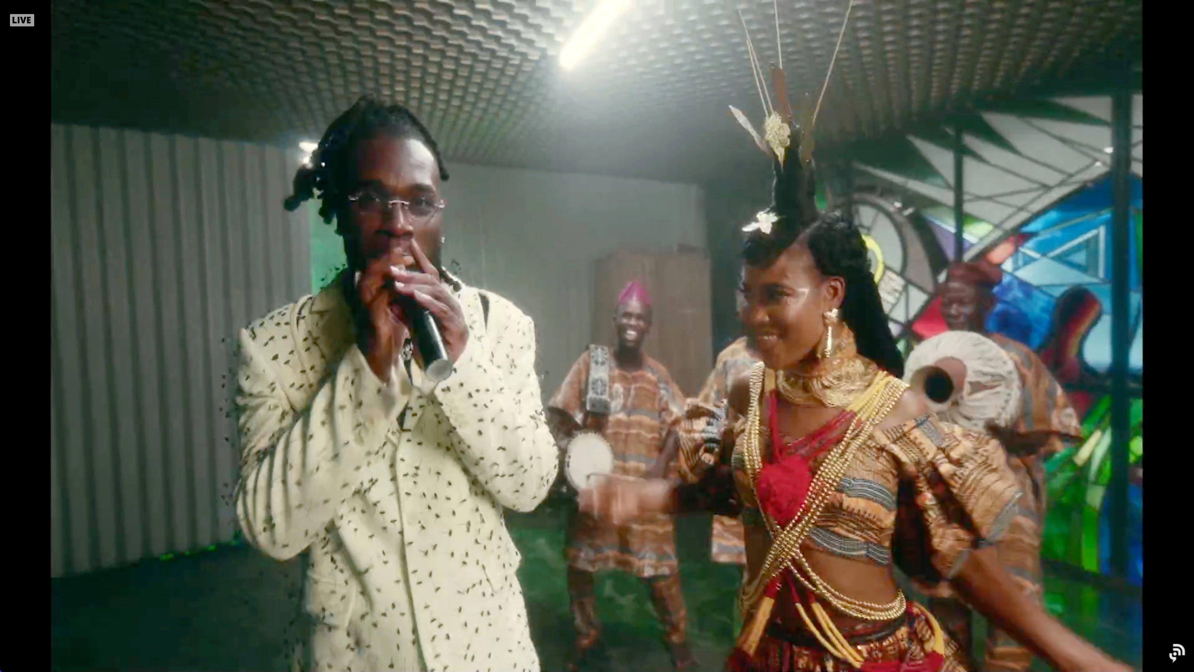 Burna Boy performs at 2021 GRAMMY Awards Premiere Ceremony with dancers