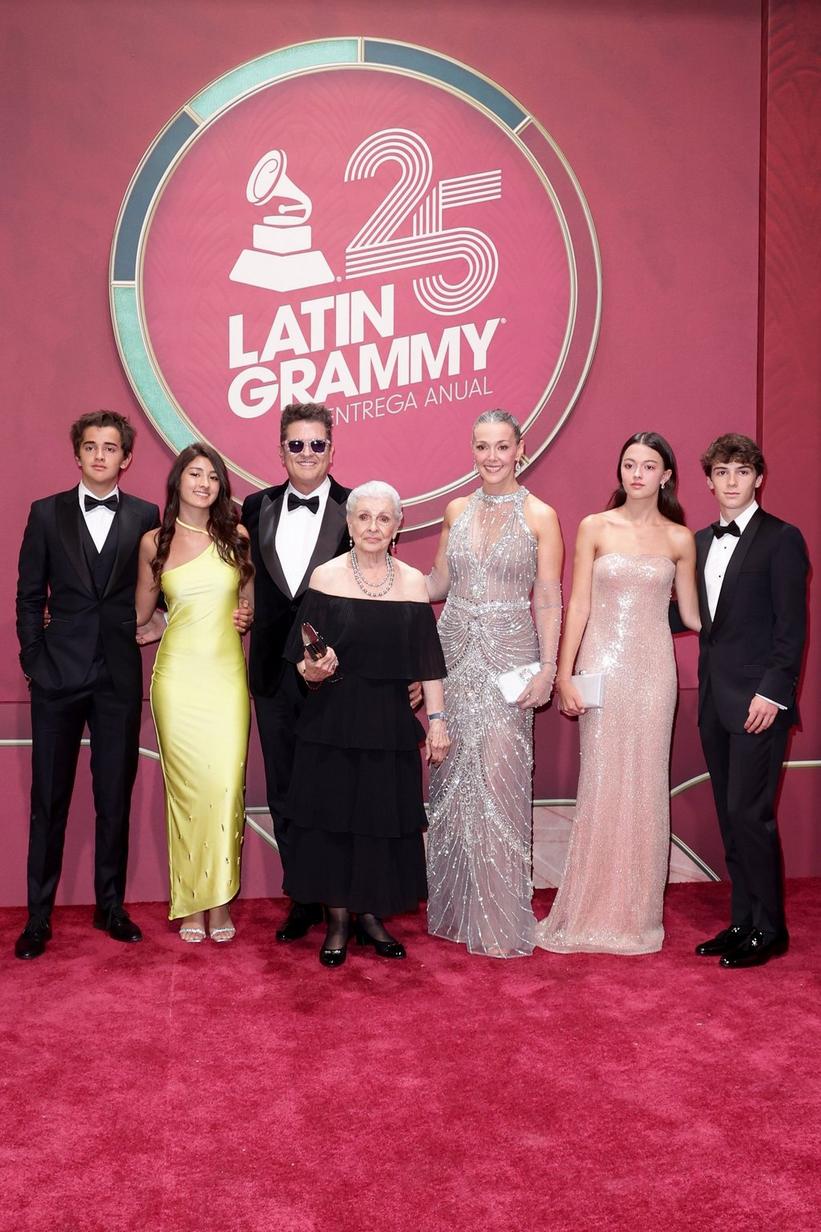 Pedro Vives, Carlos Vives, Aracely Florez Restrepo, and Claudia Elena Vásquez and guests attend the 2024 Latin GRAMMYs Awards at Kaseya Center on November 14 in Miami, Florida