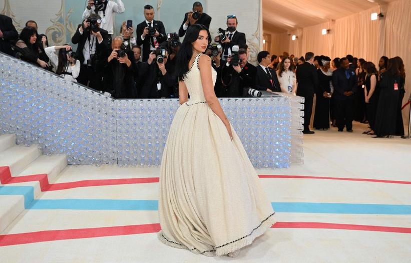 Dua Lipa arrives for the 2023 Met Gala at the Metropolitan Museum of Art on May 1, 2023, in New York