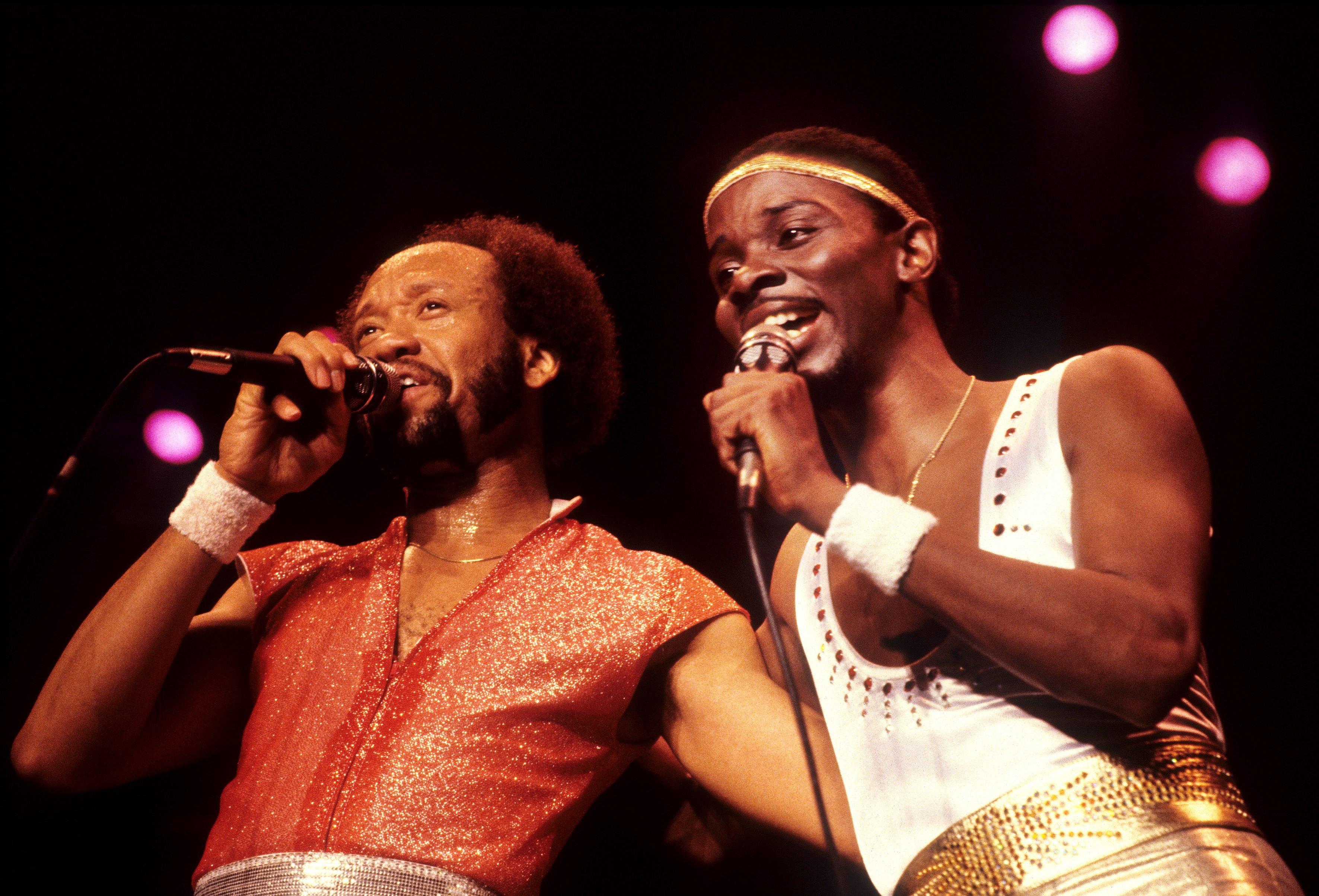 Earth, Wind & Fire's Maurice White and Philip Bailey performing