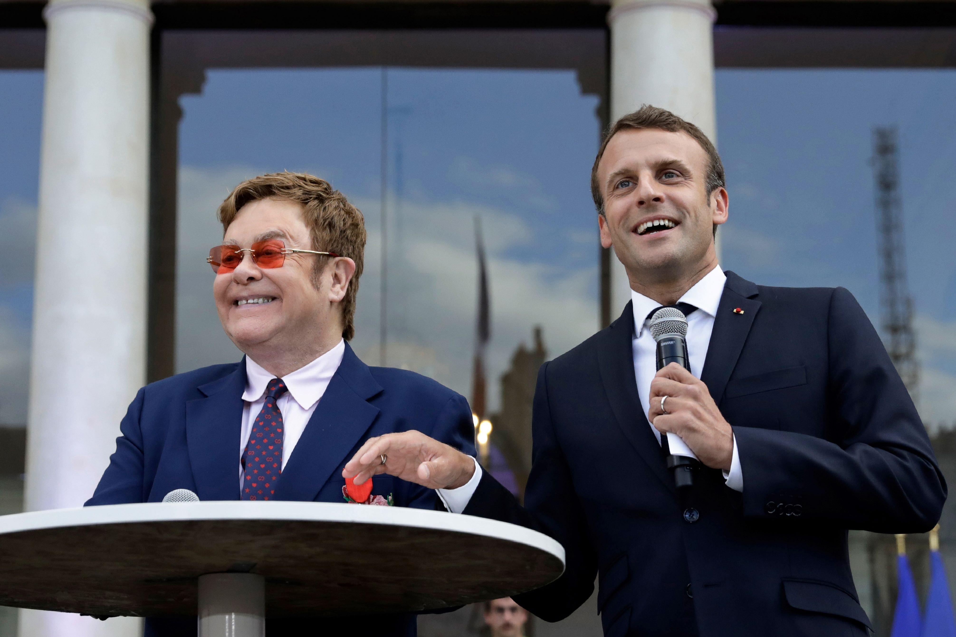 Elton John & French President Emmanuel Macron