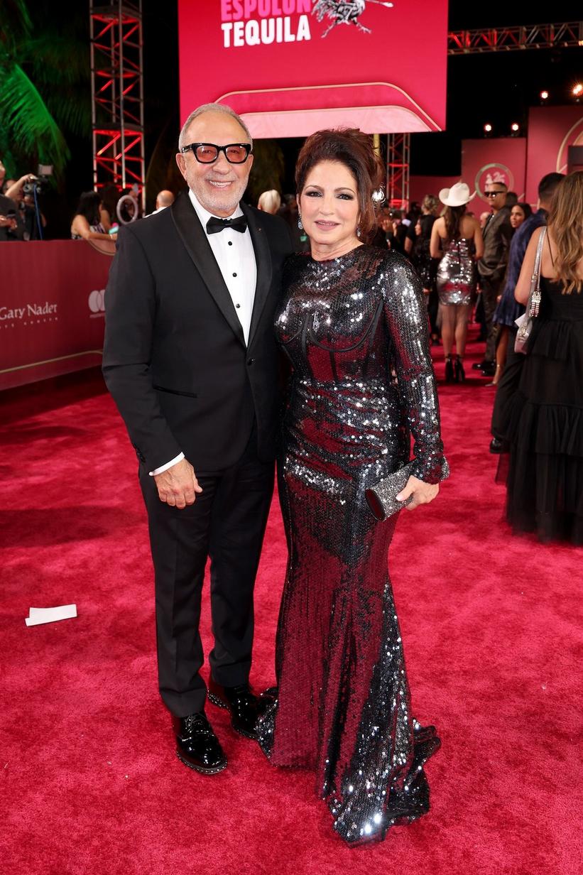 (L-R) Emilio Estefan and Gloria Estefan attend the 2024 Latin GRAMMYs at Kaseya Center on November 14 in Miami, Florida