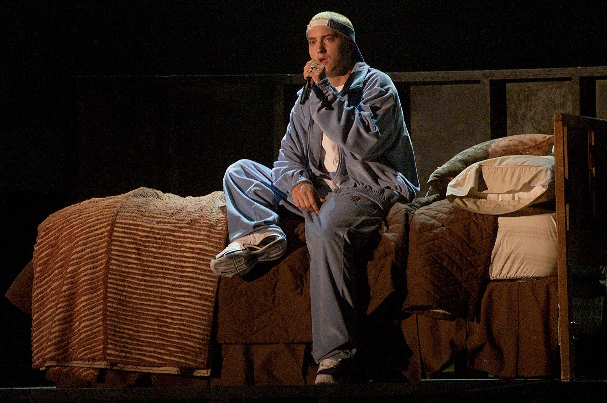 Eminem performs at the 43rd GRAMMY Awards in 2001.