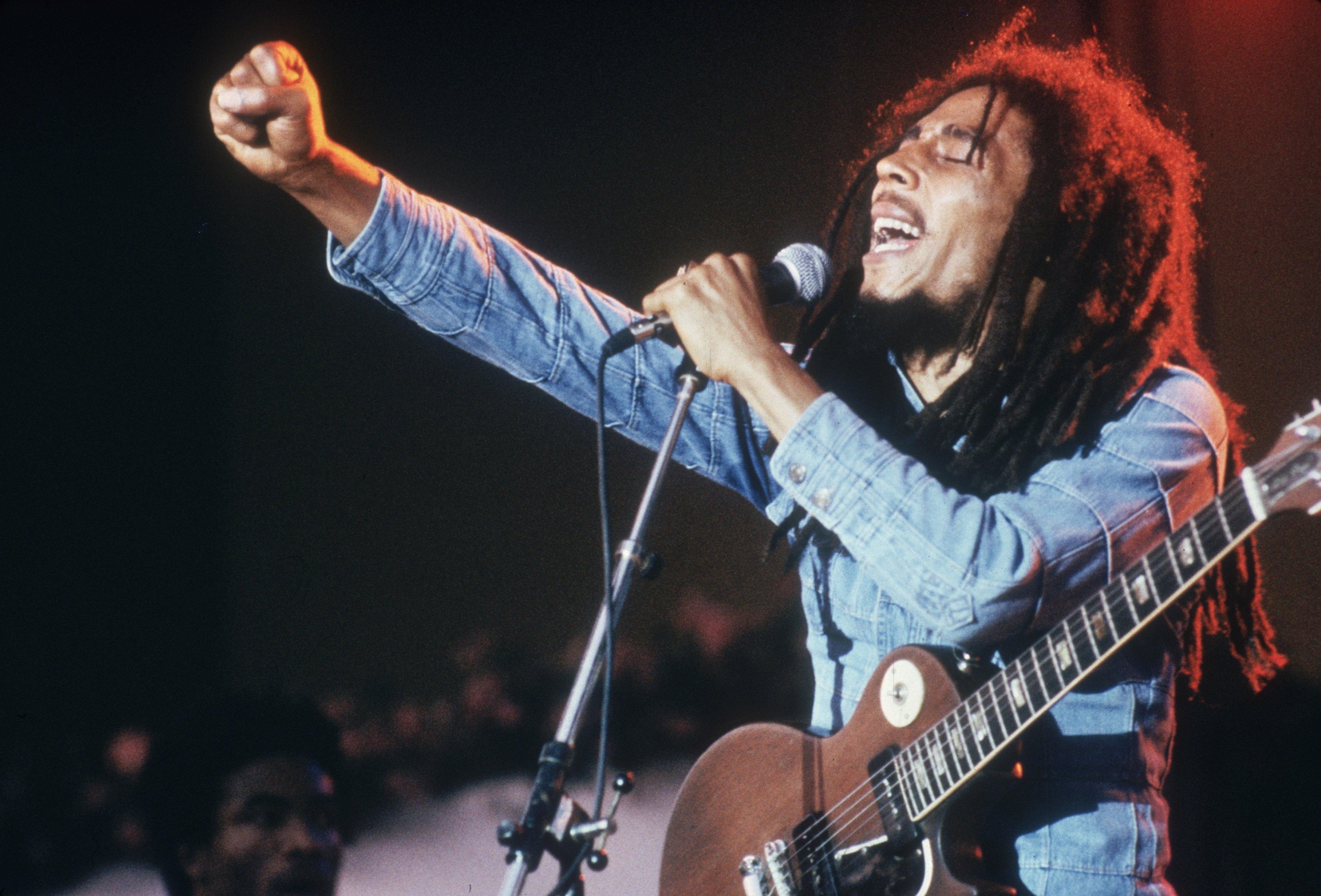 Bob Marley photographed in concert