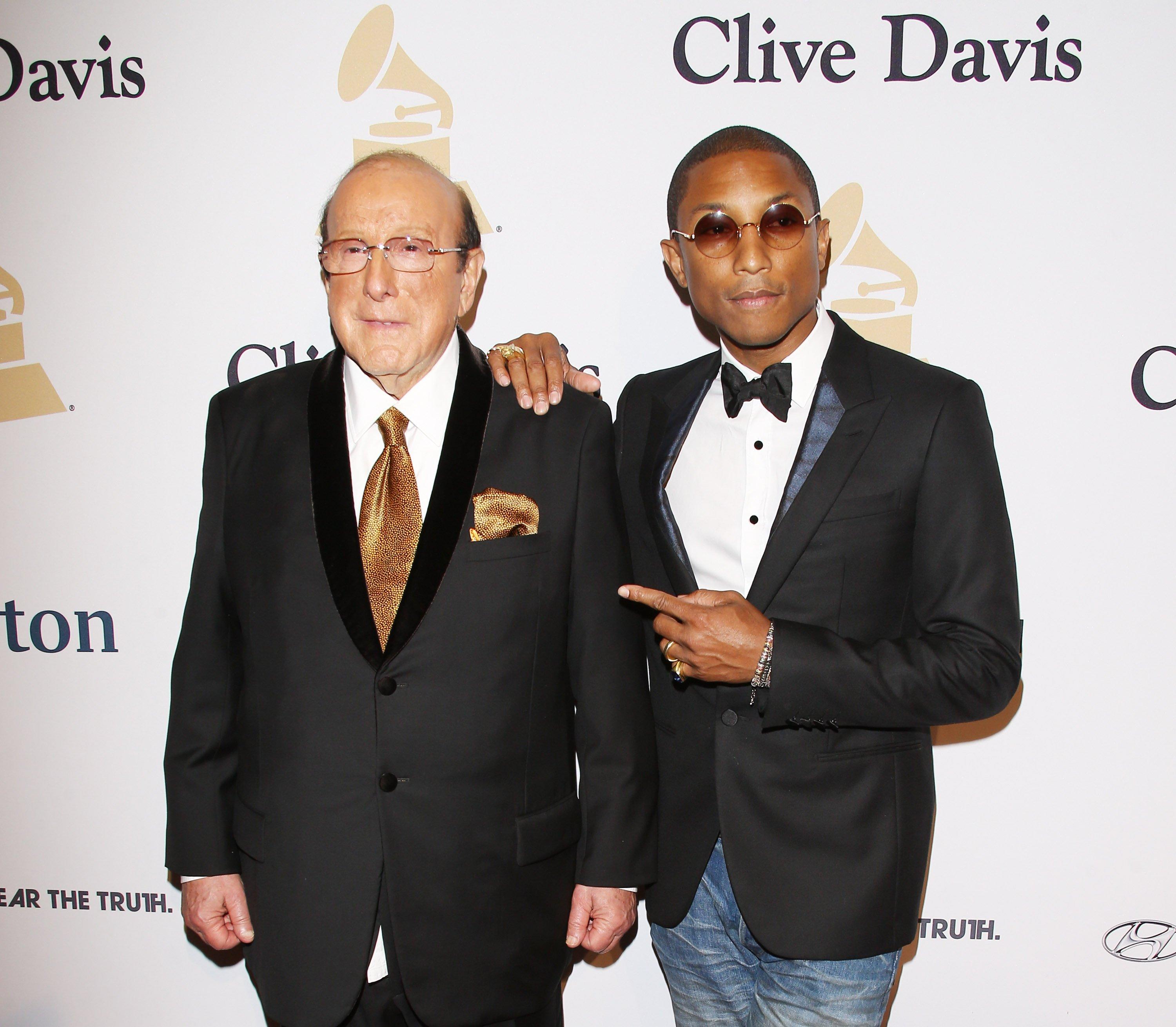 Clive Davis, Pharrell Williams at the 2015 Pre-GRAMMY Gala