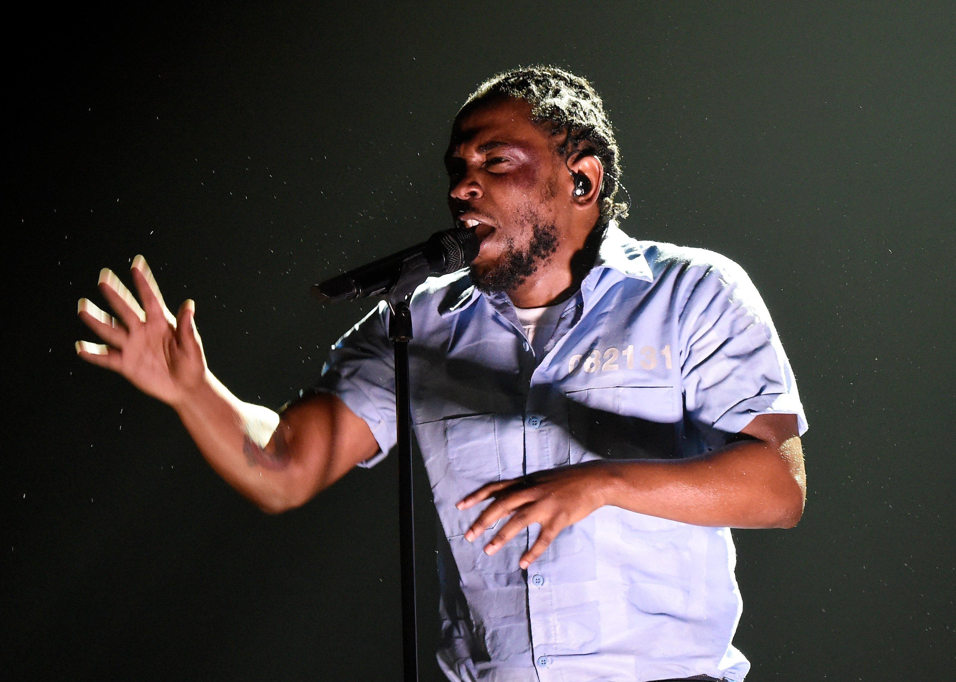 Kendrick Lamar performs at the 58th GRAMMY Awards
