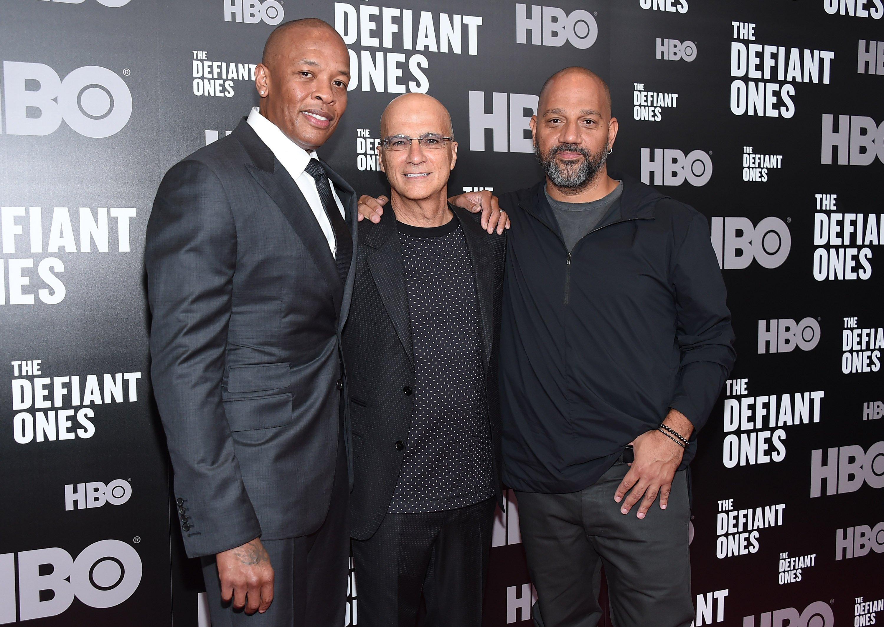 Dr. Dre, Jimmy Iovine and Allen Hughes red carpet