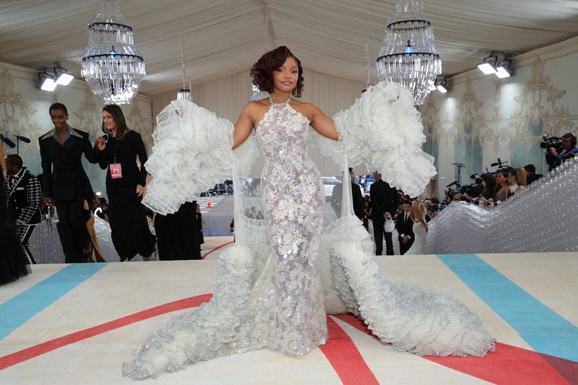 Halle Bailey attends the 2023 Met Gala Celebrating "Karl Lagerfeld: A Line Of Beauty" at the Metropolitan Museum of Art on May 01, 2023 in New York City.