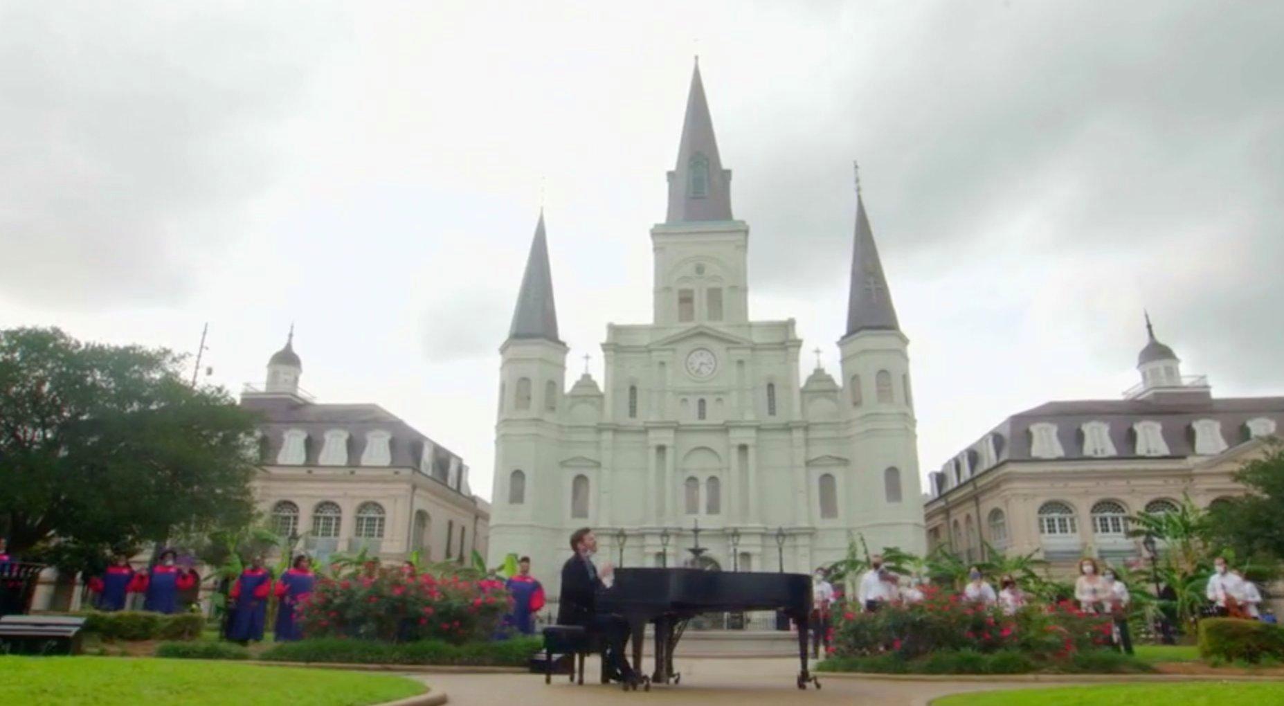 Harry Connick Jr. and friends in Jackson Square, New Orleans 