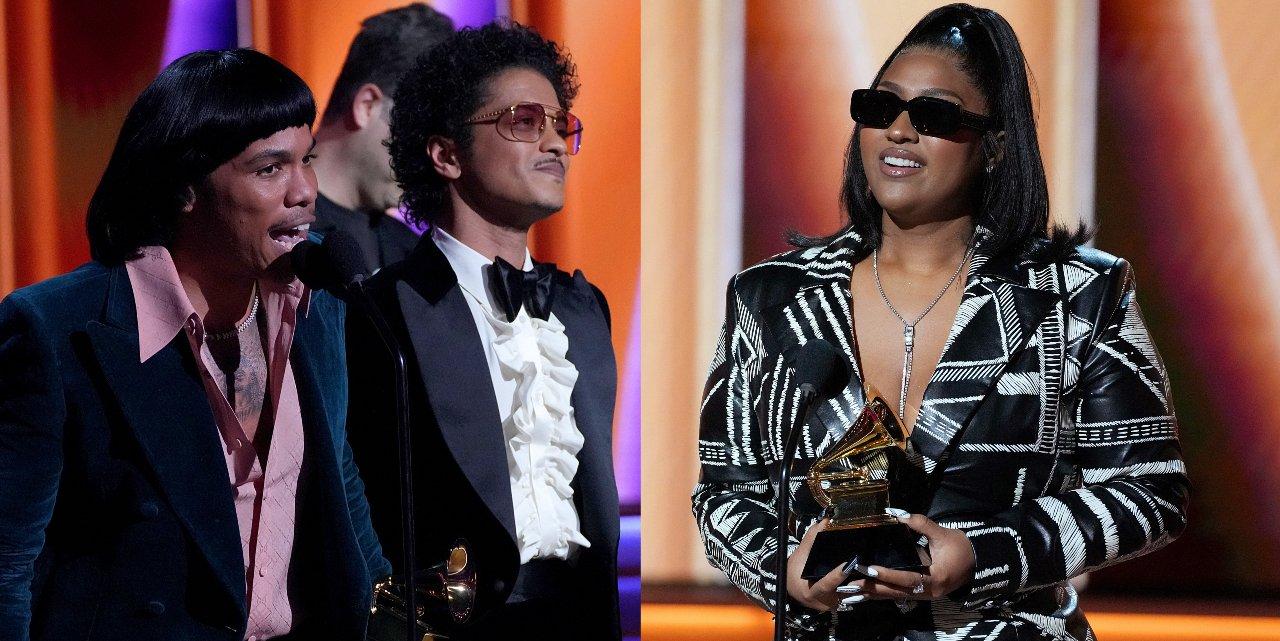 Silk Sonic and Jazmine Sullivan tied for Best R&B Performance at the 2022 GRAMMYs — for "Leave the Door Open" and "Pick Up Your Feelings," respectively