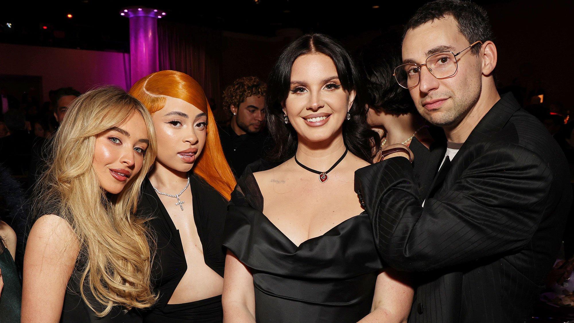 (L-R) Sabrina Carpenter, Ice Spice, Lana Del Rey and Jack Antonoff attend the 2024 Pre-GRAMMY Gala, presented by the Recording Academy and Clive Davis.