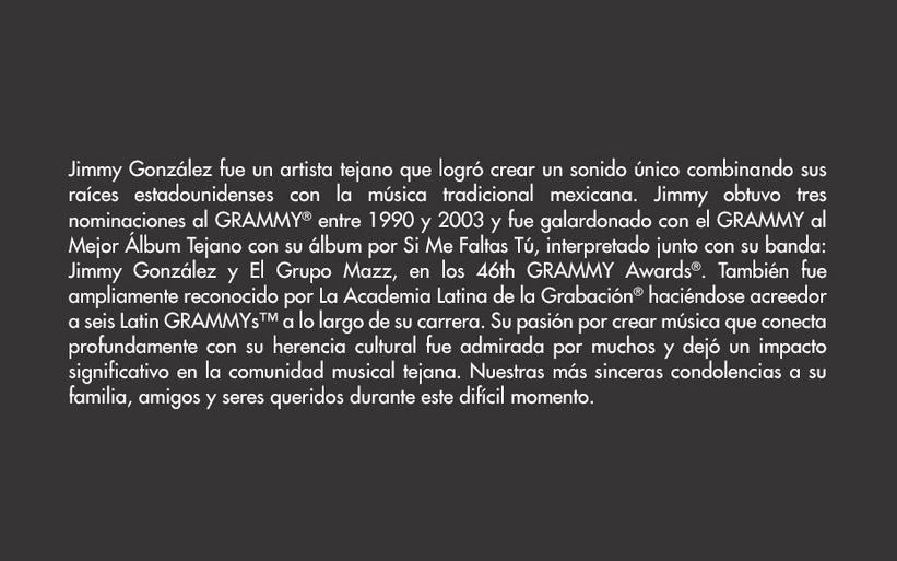 Recording Academy™ y La Academia Latina de la Grabación® Sobre: Jimmy González