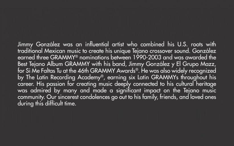 Recording Academy™ and The Latin Recording Academy® Statement Re: Jimmy Gonzalez