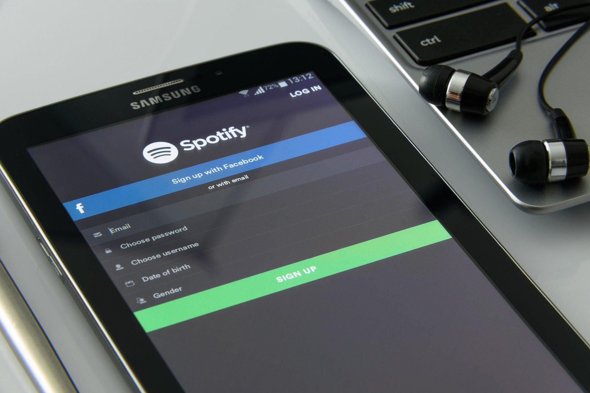 Spotify on tablet