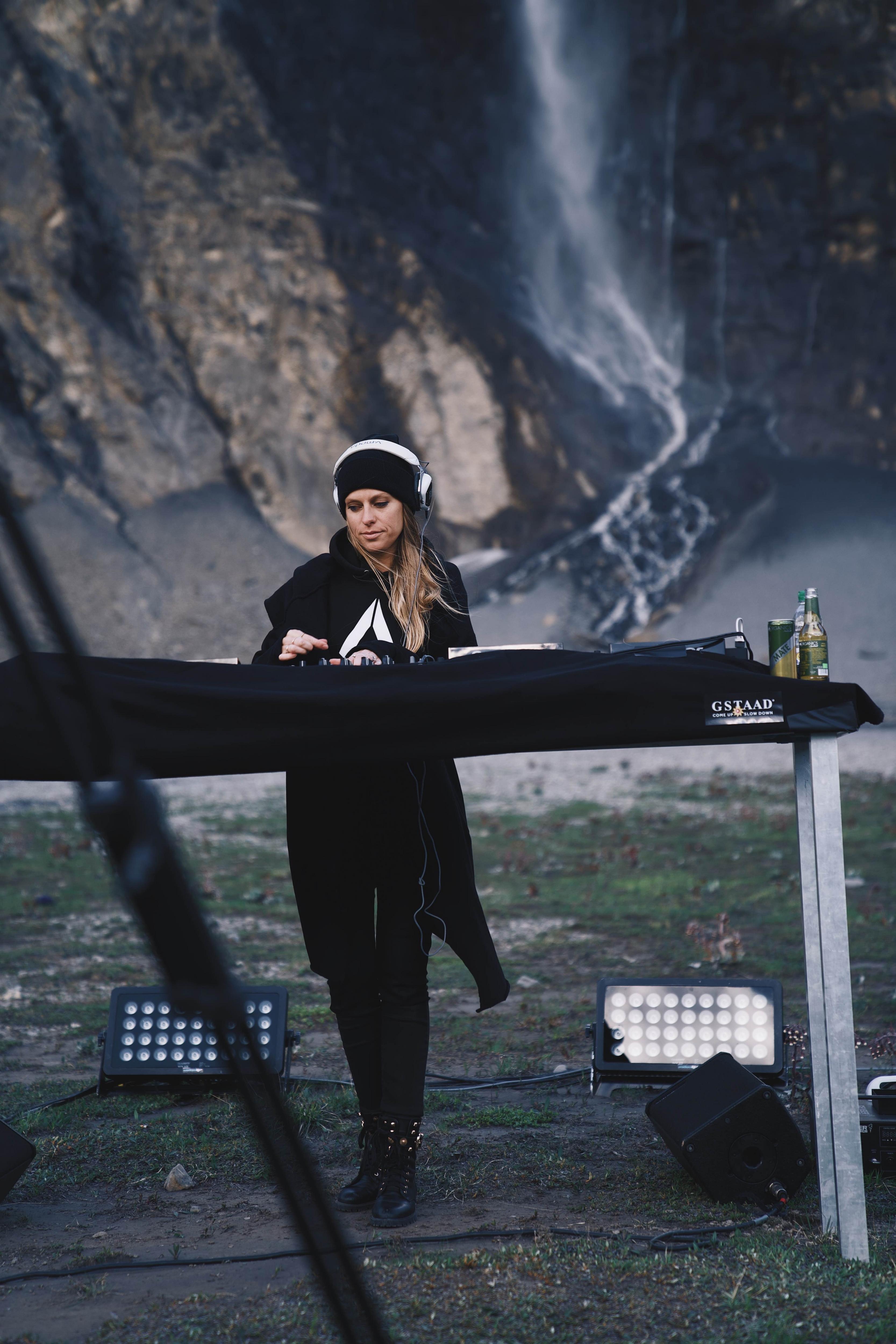 Nora En Pure DJs in front of waterfall