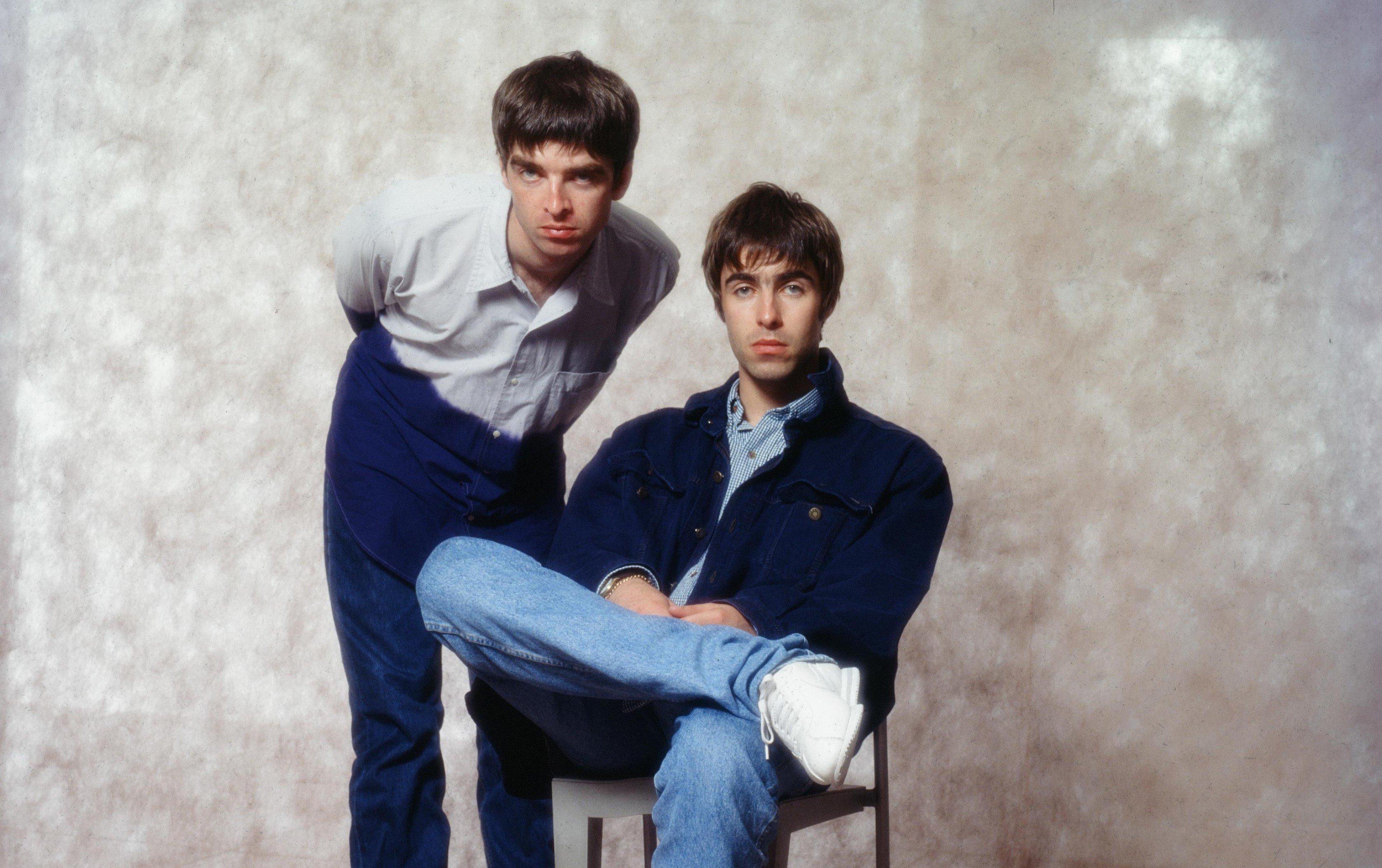 Noel Gallagher and Liam Gallagher of Oasis in September 1994