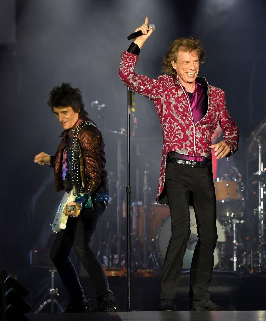 Ronnie Wood and Mick Jagger of The Rolling Stones perform in 2019