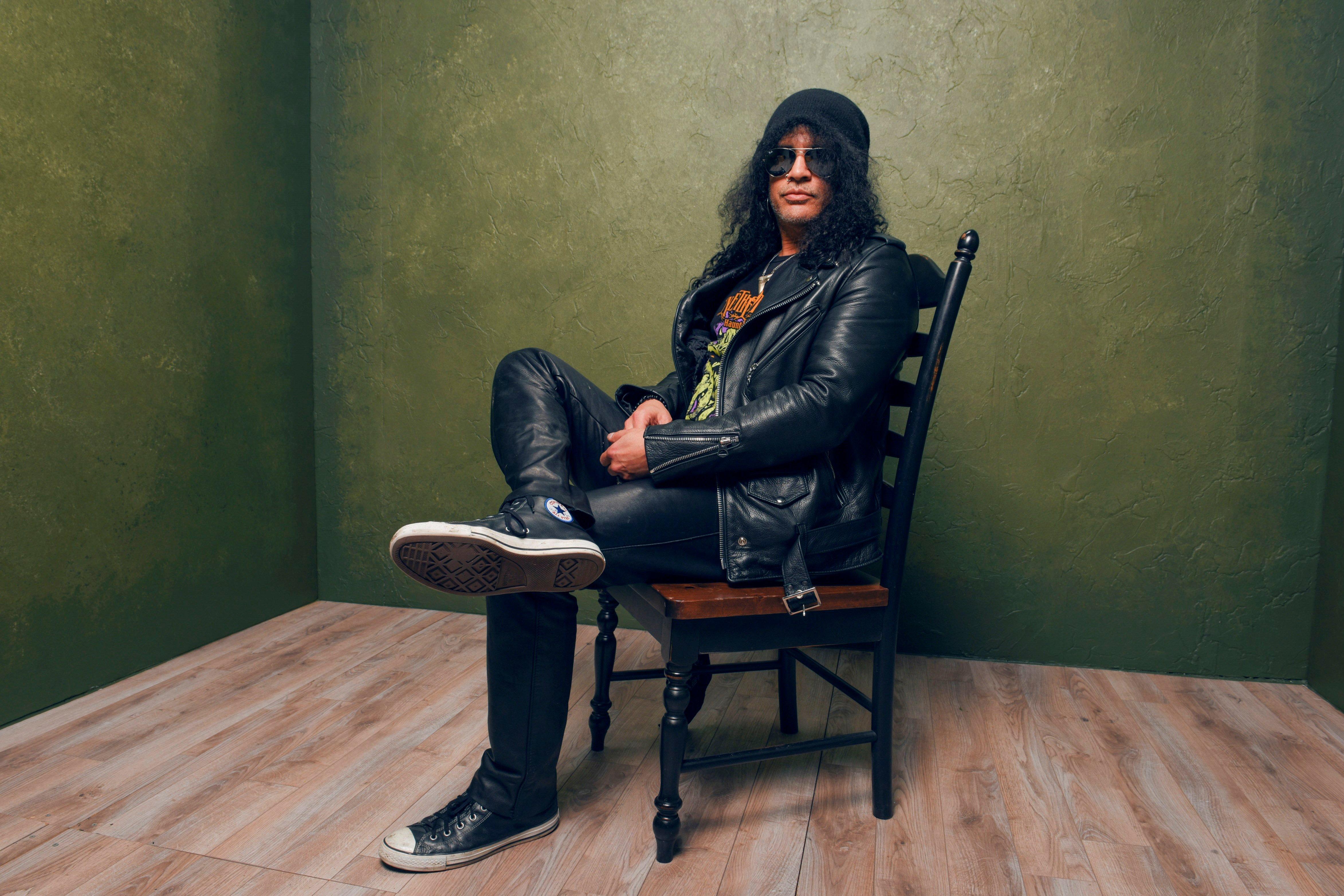 Slash photographed at Sundance Film Festival in 2015 