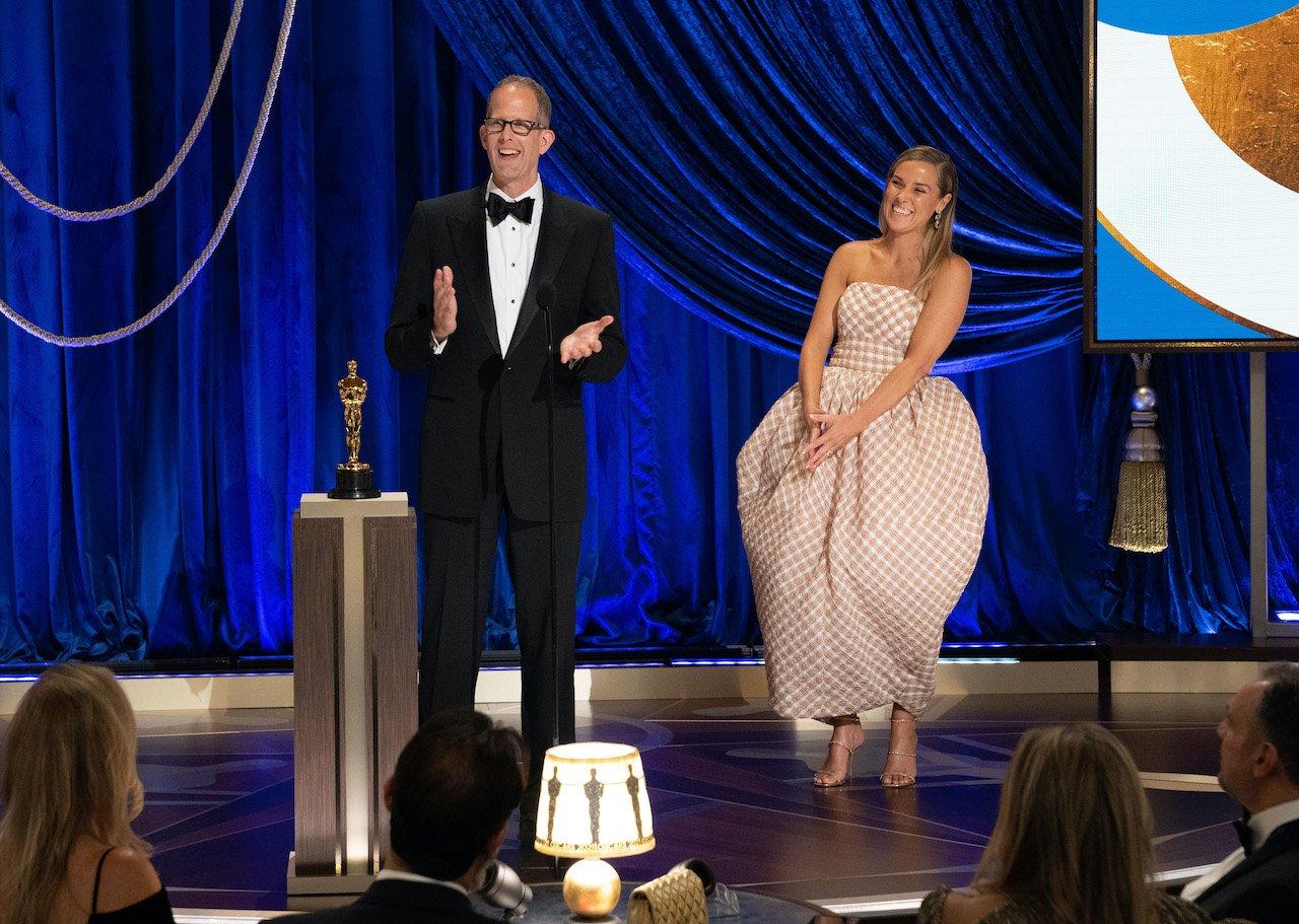 Photo of (L-R) Pete Docter and Dana Murray accepting the Animated Feature Film award for 'Soul' at the 2021 Oscars