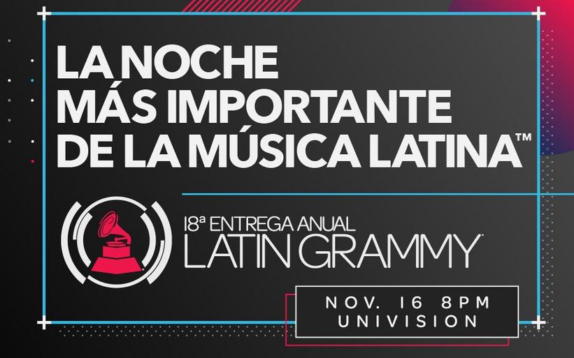 La 18.a Entrega Anual del Latin GRAMMY se transmitirá el jueves 16 de nov. de 2017 por Univision