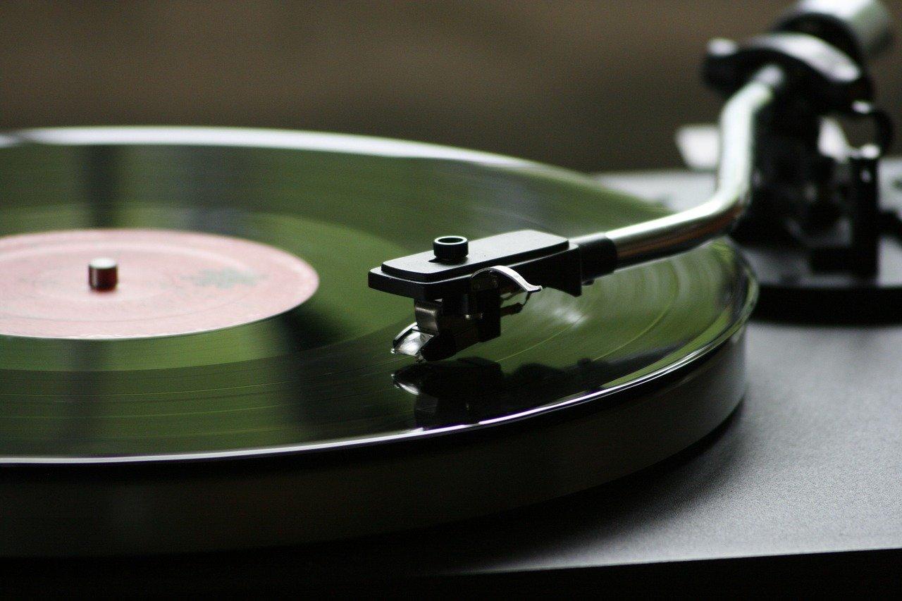 Turntable playing a vinyl record