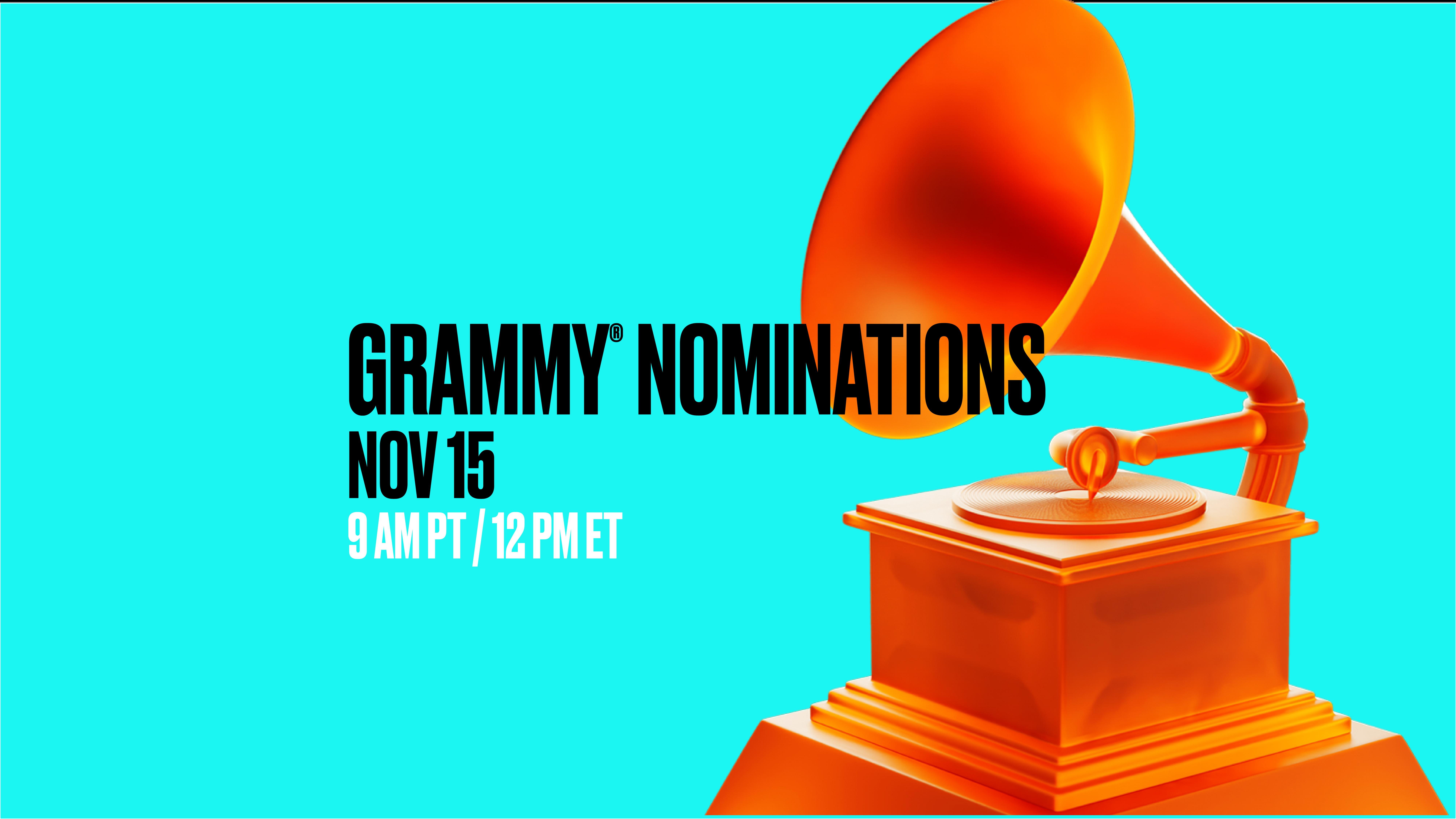Graphic featuring information about the 2023 GRAMMYs Nominations livestream event