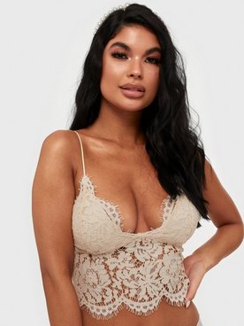 Pieces Pcaura Strap Cropped Lace Top Bc Bandeau & Soft-Bra Offwhite
