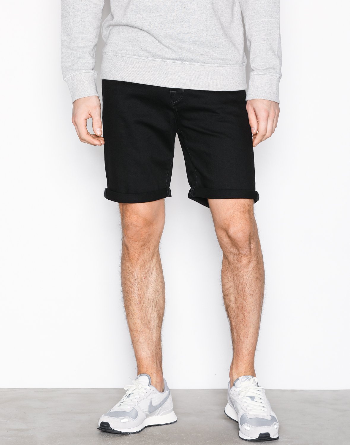 mens denim black shorts