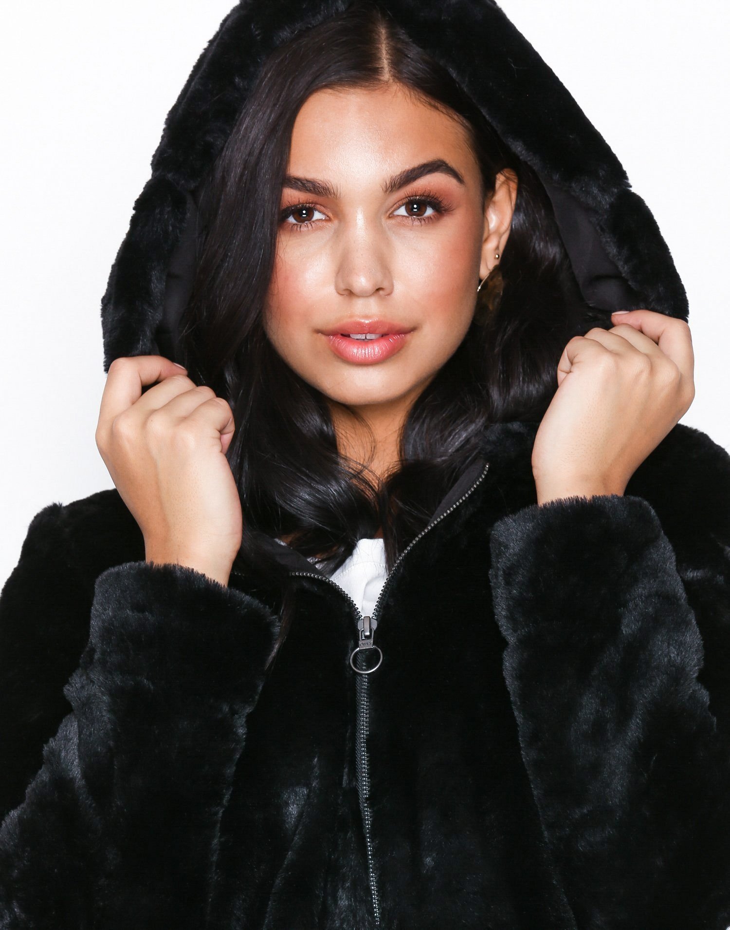 only fur hooded jacket