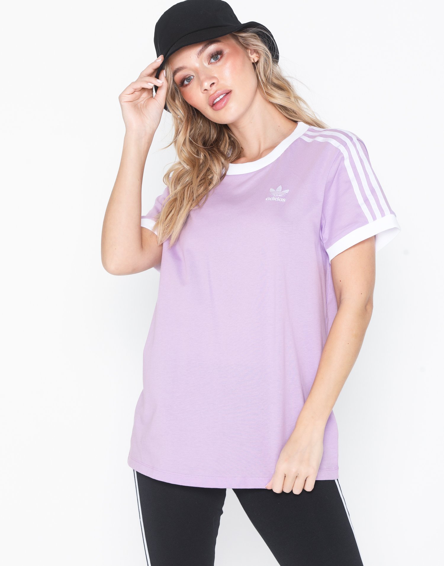 adidas 3 stripes tee purple