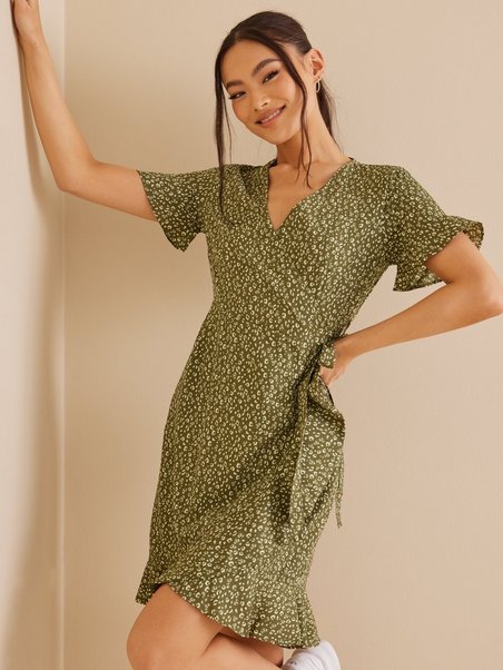 VMHENNA 2/4 WRAP FRILL DRESS NOOS - Ivy Green Loula - Nelly.com