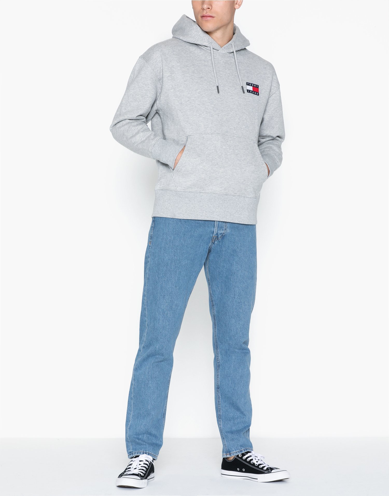 tommy badge hoodie grey